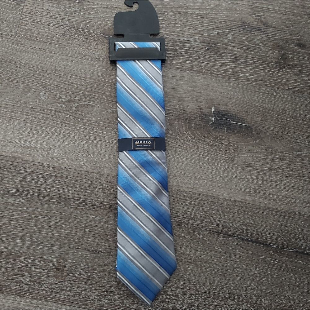 New Arrow Gray Blue Striped Tie